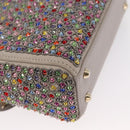 Christian Dior Lady Dior Beads Hand Bag Leather Multicolor Gold Auth 142981SM-12