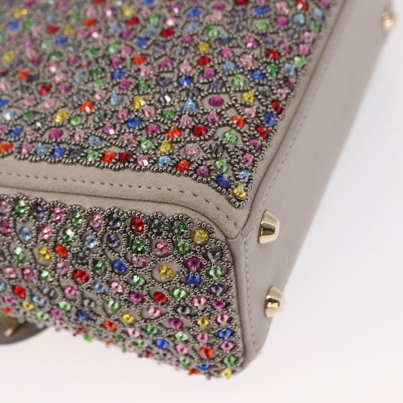 Christian Dior Lady Dior Beads Hand Bag Leather Multicolor Gold Auth 142981SM