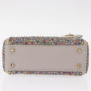 Christian Dior Lady Dior Beads Hand Bag Leather Multicolor Gold Auth 142981SM-9