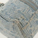 FENDI Zucchino Canvas Mamma Baguette Shoulder Bag Light Blue Gold Auth 142982-11