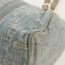 FENDI Zucchino Canvas Mamma Baguette Shoulder Bag Light Blue Gold Auth 142982-12