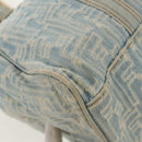 FENDI Zucchino Canvas Mamma Baguette Shoulder Bag Light Blue Gold Auth 142982-13