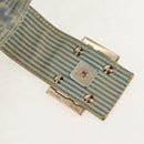 FENDI Zucchino Canvas Mamma Baguette Shoulder Bag Light Blue Gold Auth 142982-17