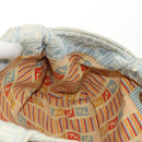 FENDI Zucchino Canvas Mamma Baguette Shoulder Bag Light Blue Gold Auth 142982-20