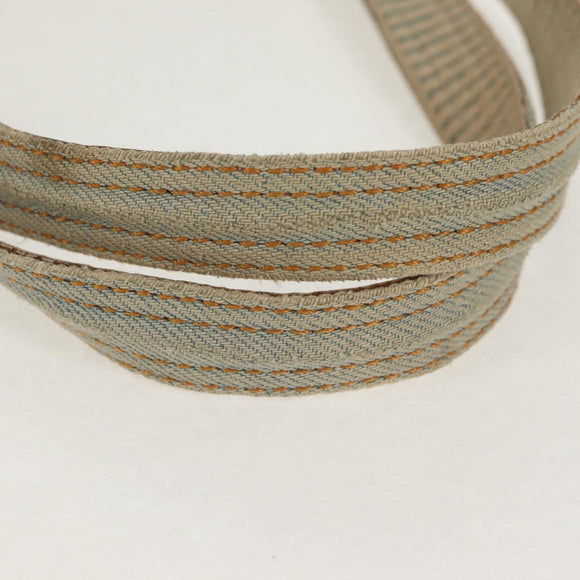 FENDI Zucchino Canvas Mamma Baguette Shoulder Bag Light Blue Gold Auth 142982