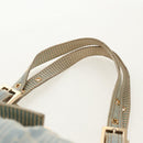 FENDI Zucchino Canvas Mamma Baguette Shoulder Bag Light Blue Gold Auth 142982-9