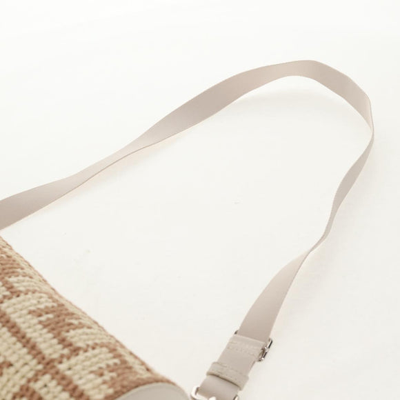 FENDI Zucca Canvas Flessenhouder Tas Riet 2way Zilver Bruin Auth 142983SAV