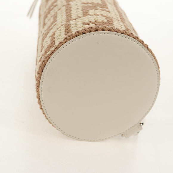 FENDI Zucca Canvas Bottle Holder Bag Straw 2way Silver Brown Auth 142983SAV