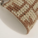FENDI Zucca Canvas Flessenhouder Tas Riet 2way Zilver Bruin Auth 142983SAV-20