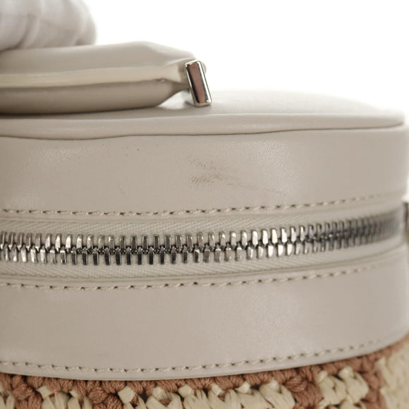 FENDI Zucca Canvas Bottle Holder Bag Straw 2way Silver Brown Auth 142983SAV