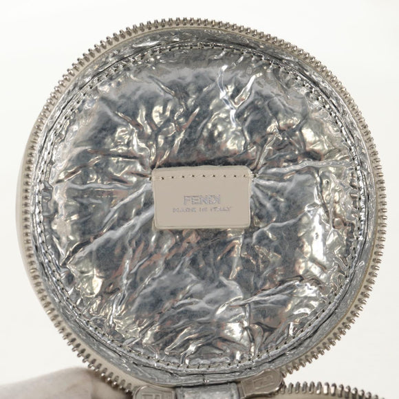 FENDI Zucca Canvas Flessenhouder Tas Riet 2way Zilver Bruin Auth 142983SAV