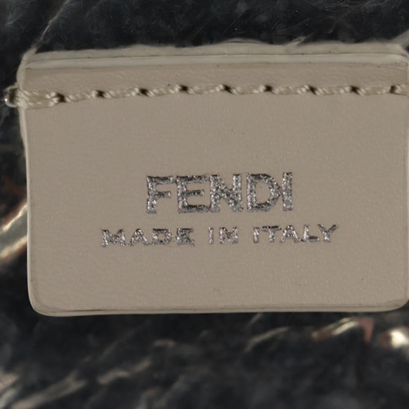 FENDI Zucca Canvas Flessenhouder Tas Riet 2way Zilver Bruin Auth 142983SAV