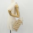 FENDI Zucca Canvas Flessenhouder Tas Riet 2way Zilver Bruin Auth 142983SAV-27