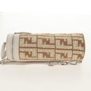 FENDI Zucca Canvas Flessenhouder Tas Riet 2way Zilver Bruin Auth 142983SAV-3