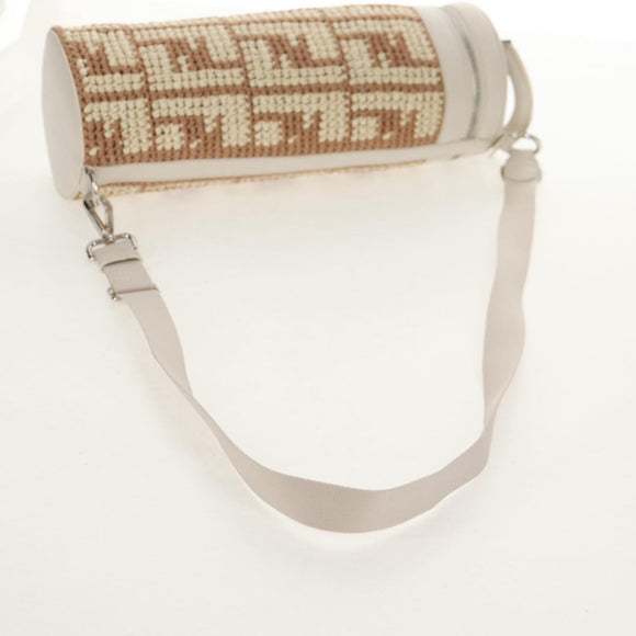 FENDI Zucca Canvas Bottle Holder Bag Straw 2way Silver Brown Auth 142983SAV