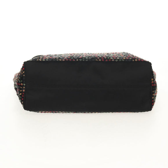 FENDI Sequin Tote Bag Nylon Black Auth 142984V