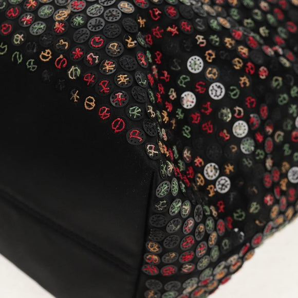 FENDI Sequin Tote Bag Nylon Black Auth 142984V