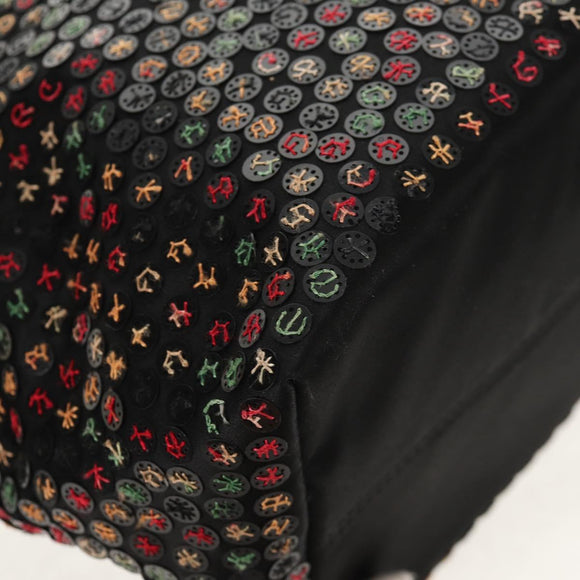 FENDI Sequin Tote Bag Nylon Black Auth 142984V