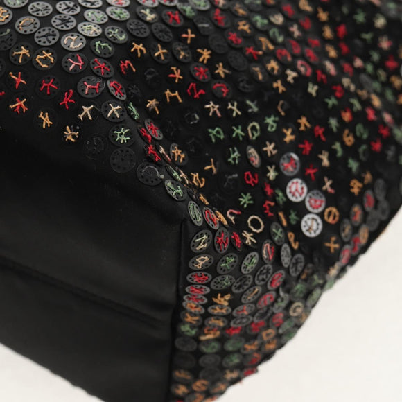 FENDI Sequin Tote Bag Nylon Black Auth 142984V