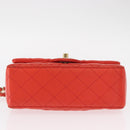 CHANEL Matelasse 20 Chain Shoulder Bag Lamb Skin Orange Gold CC Auth 142986SAM-10
