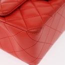 CHANEL Matelasse 20 Chain Shoulder Bag Lamb Skin Orange Gold CC Auth 142986SAM-11