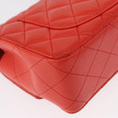 CHANEL Matelasse 20 Chain Shoulder Bag Lamb Skin Orange Gold CC Auth 142986SAM-13