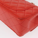 CHANEL Matelasse 20 Chain Shoulder Bag Lamb Skin Orange Gold CC Auth 142986SAM-14