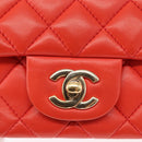 CHANEL Matelasse 20 Chain Shoulder Bag Lamb Skin Orange Gold CC Auth 142986SAM-15