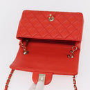 CHANEL Matelasse 20 Chain Shoulder Bag Lamb Skin Orange Gold CC Auth 142986SAM-16