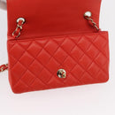 CHANEL Matelasse 20 Chain Shoulder Bag Lamb Skin Orange Gold CC Auth 142986SAM-18