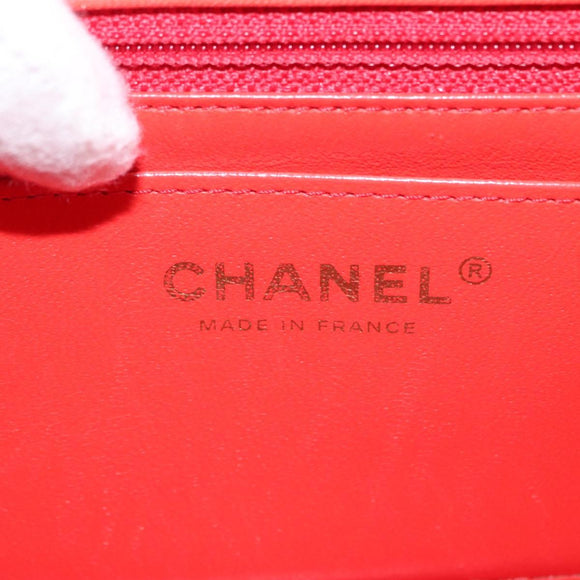 CHANEL Matelasse 20 Chain Shoulder Bag Lamb Skin Orange Gold CC Auth 142986SAM