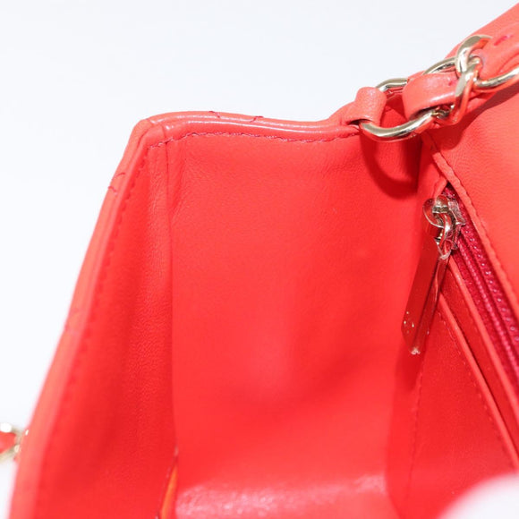 CHANEL Matelasse 20 Chain Shoulder Bag Lamb Skin Orange Gold CC Auth 142986SAM