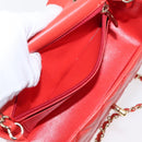 CHANEL Matelasse 20 Chain Shoulder Bag Lamb Skin Orange Gold CC Auth 142986SAM-25