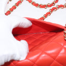 CHANEL Matelasse 20 Chain Shoulder Bag Lamb Skin Orange Gold CC Auth 142986SAM-27