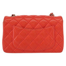 CHANEL Matelasse 20 Chain Shoulder Bag Lamb Skin Orange Gold CC Auth 142986SAM-3