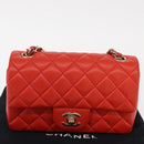 CHANEL Matelasse 20 Chain Shoulder Bag Lamb Skin Orange Gold CC Auth 142986SAM-31