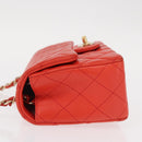 CHANEL Matelasse 20 Chain Shoulder Bag Lamb Skin Orange Gold CC Auth 142986SAM-5