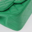 CHANEL Matelasse 17 Chain Shoulder Bag Lamb Skin Green Gold CC Auth 142987SM-15