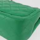 CHANEL Matelasse 17 Chain Shoulder Bag Lamb Skin Green Gold CC Auth 142987SM-18