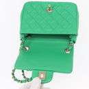 CHANEL Matelasse 17 Chain Shoulder Bag Lamb Skin Green Gold CC Auth 142987SM-8