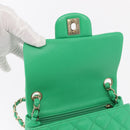 CHANEL Matelasse 17 Chain Shoulder Bag Lamb Skin Green Gold CC Auth 142987SM-20