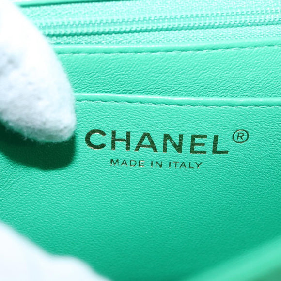 CHANEL Matelasse 17 Chain Shoulder Bag Lamb Skin Green Gold CC Auth 142987SM