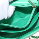 CHANEL Matelasse 17 Chain Shoulder Bag Lamb Skin Green Gold CC Auth 142987SM-27