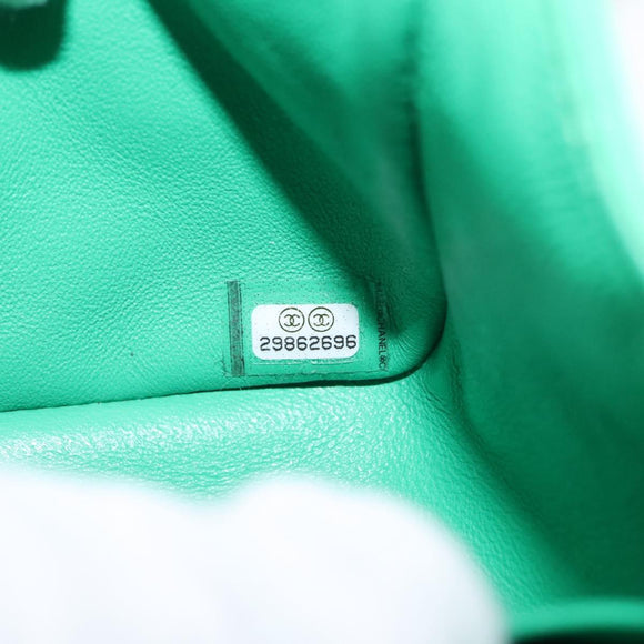 CHANEL Matelasse 17 Chain Shoulder Bag Lamb Skin Green Gold CC Auth 142987SM