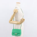 CHANEL Matelasse 17 Chain Shoulder Bag Lamb Skin Green Gold CC Auth 142987SM-30