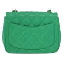 CHANEL Matelasse 17 Chain Shoulder Bag Lamb Skin Green Gold CC Auth 142987SM-2