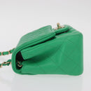 CHANEL Matelasse 17 Chain Shoulder Bag Lamb Skin Green Gold CC Auth 142987SM-4