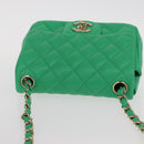 CHANEL Matelasse 17 Chain Shoulder Bag Lamb Skin Green Gold CC Auth 142987SM-6
