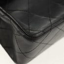 CHANEL Matelasse Chain Shoulder Bag Lamb Skin Black Gold CC Auth 142988V-11