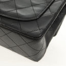 CHANEL Matelasse Chain Shoulder Bag Lamb Skin Black Gold CC Auth 142988V-14